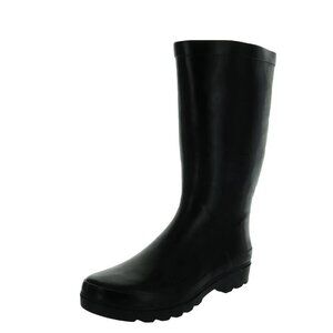 SUGAR Women's Raffle Rubber Rain Boots Mid Calf Black